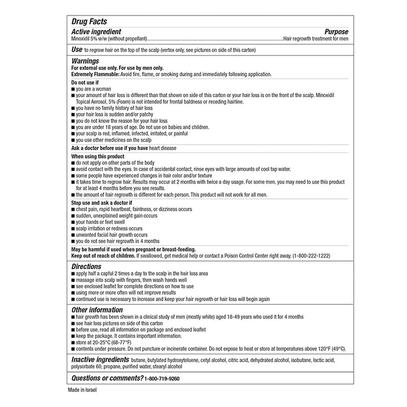 Berkley Jensen Minoxidil Foam Topical Aerosol Hair Regrowth Treatment for Men, 4 pk.