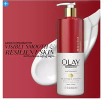 Olay Regenerist niacinamide body lotion pump bottle, red and white