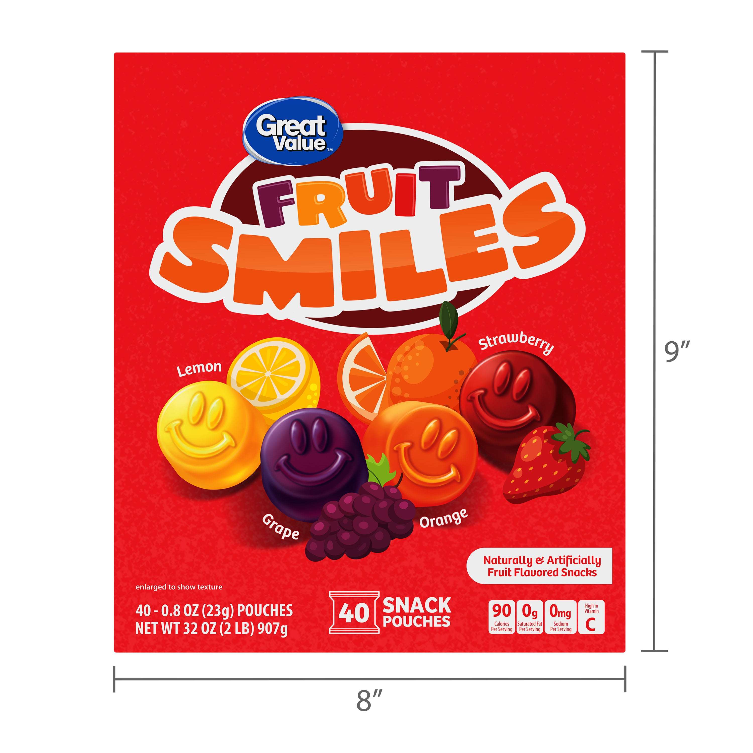 Great Value Fruit Smiles Snacks, Original Flavor, 40 Count