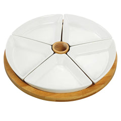 Elama Lazy Susan Serving Tray with Serving Bowls - USA MEGA SHOP