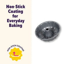 Non-stick fluted bundt cake pan, dark gray with center tube hole
