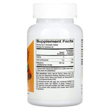 Kids chewable magnesium bottle back, Supplement Facts panel on white label