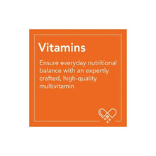 Vitamins information card with orange background and 'Ensure everyday nutritional balance' text
