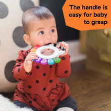 Octopus chillable rattle and teether with ring handle and multicolor tentacles
