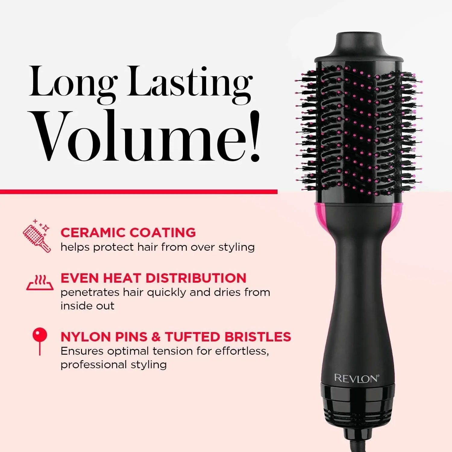 Revlon One-Step Volumizer Hair Dryer Ceramic Brush, Radiant Ruby (Limited Edition) - USA MEGA SHOP