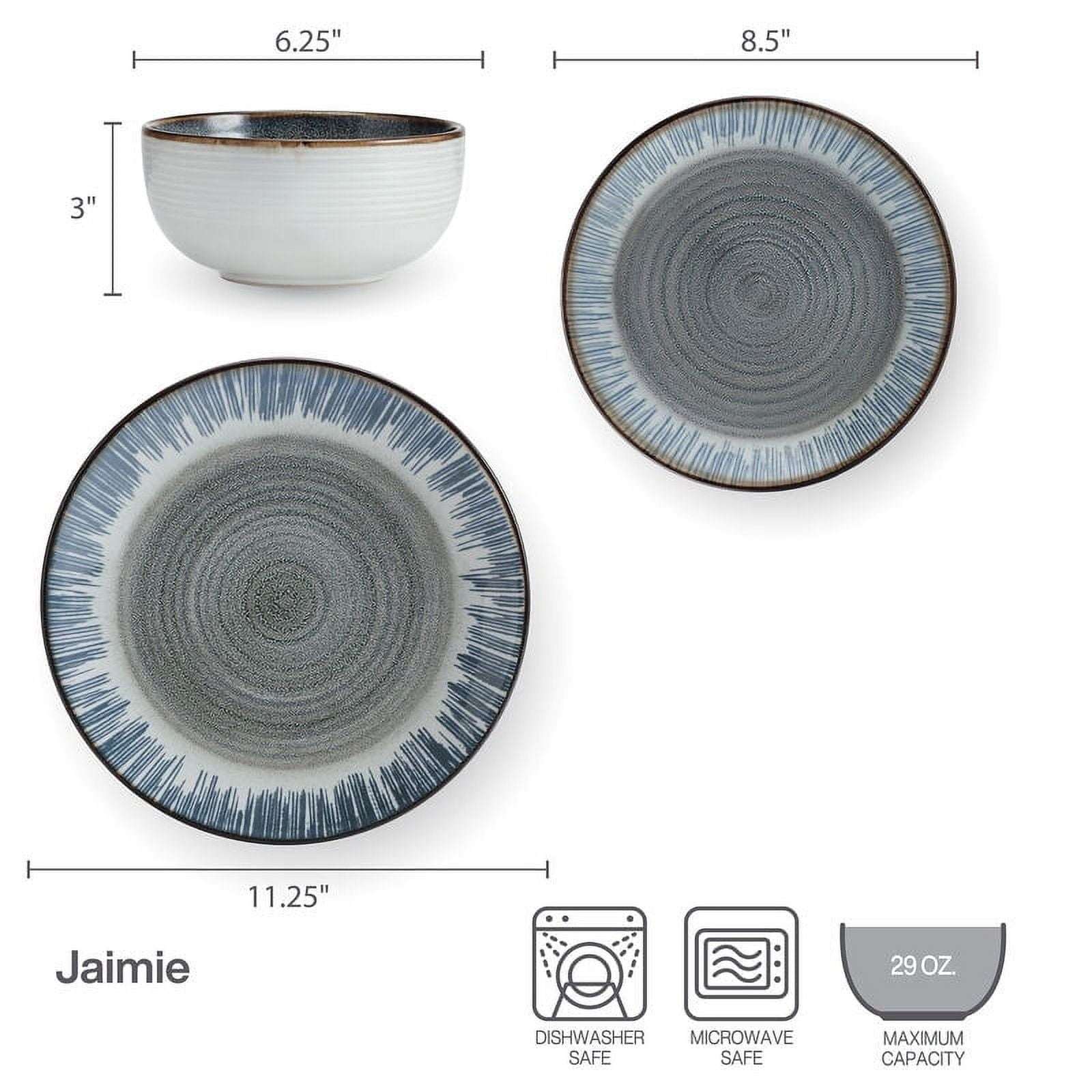 Pfaltzgraff Jaimie 12 Piece Stoneware Dinnerware Set Gray