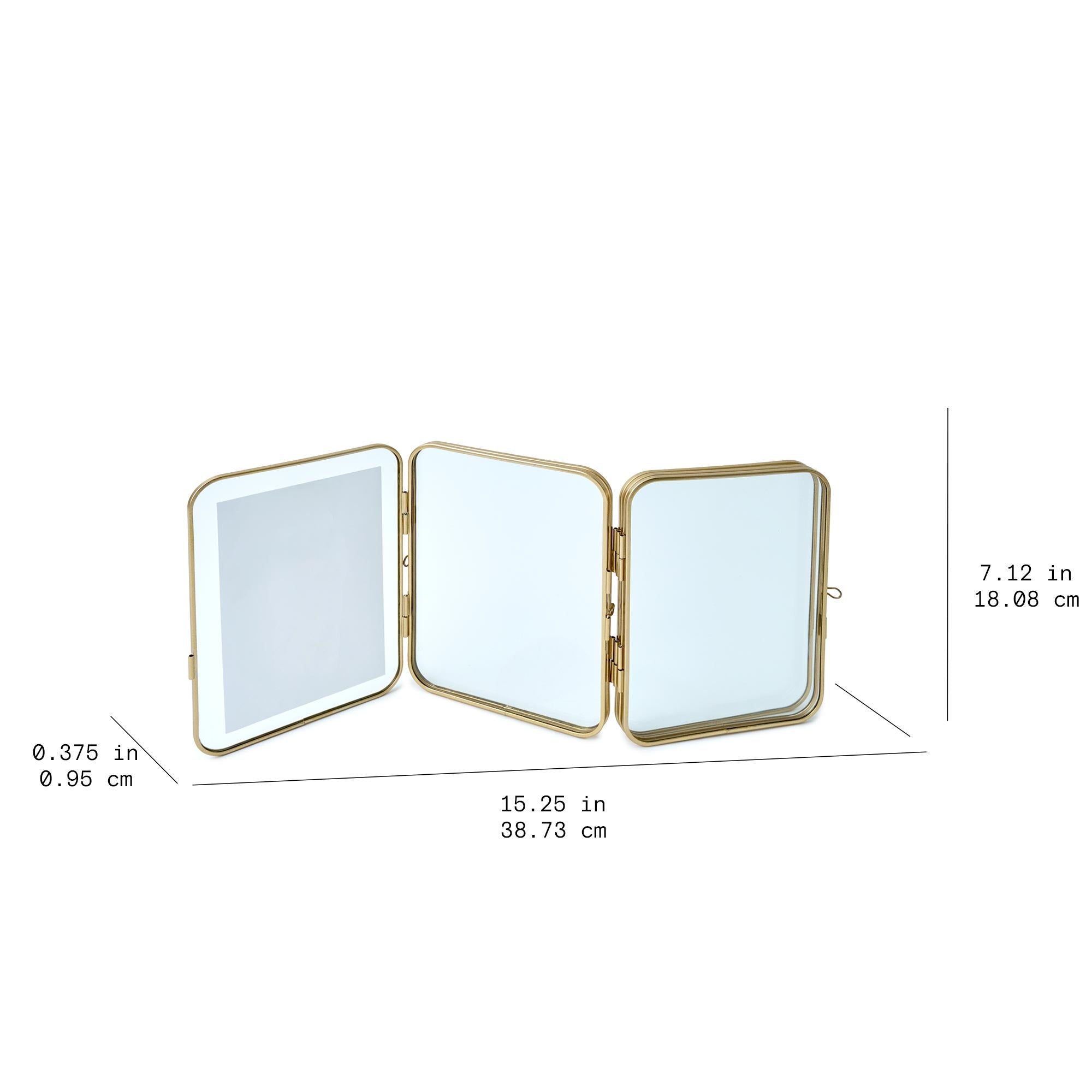 Beautiful 3 Piece Gold Metal Folding Picture Frame by Drew Barrymore - Fits 5x7 and 4x6 Photos - Multi Picture Frame for Collage Display - Gold Photo Frame Set for Family, Graduation, Mother’