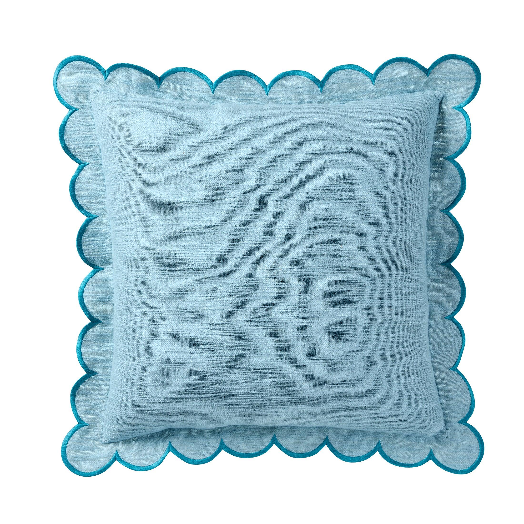 Home Decor Collection 19" x 19" Sage Green Scallop Flange Cotton-Rich Decorate Pillow