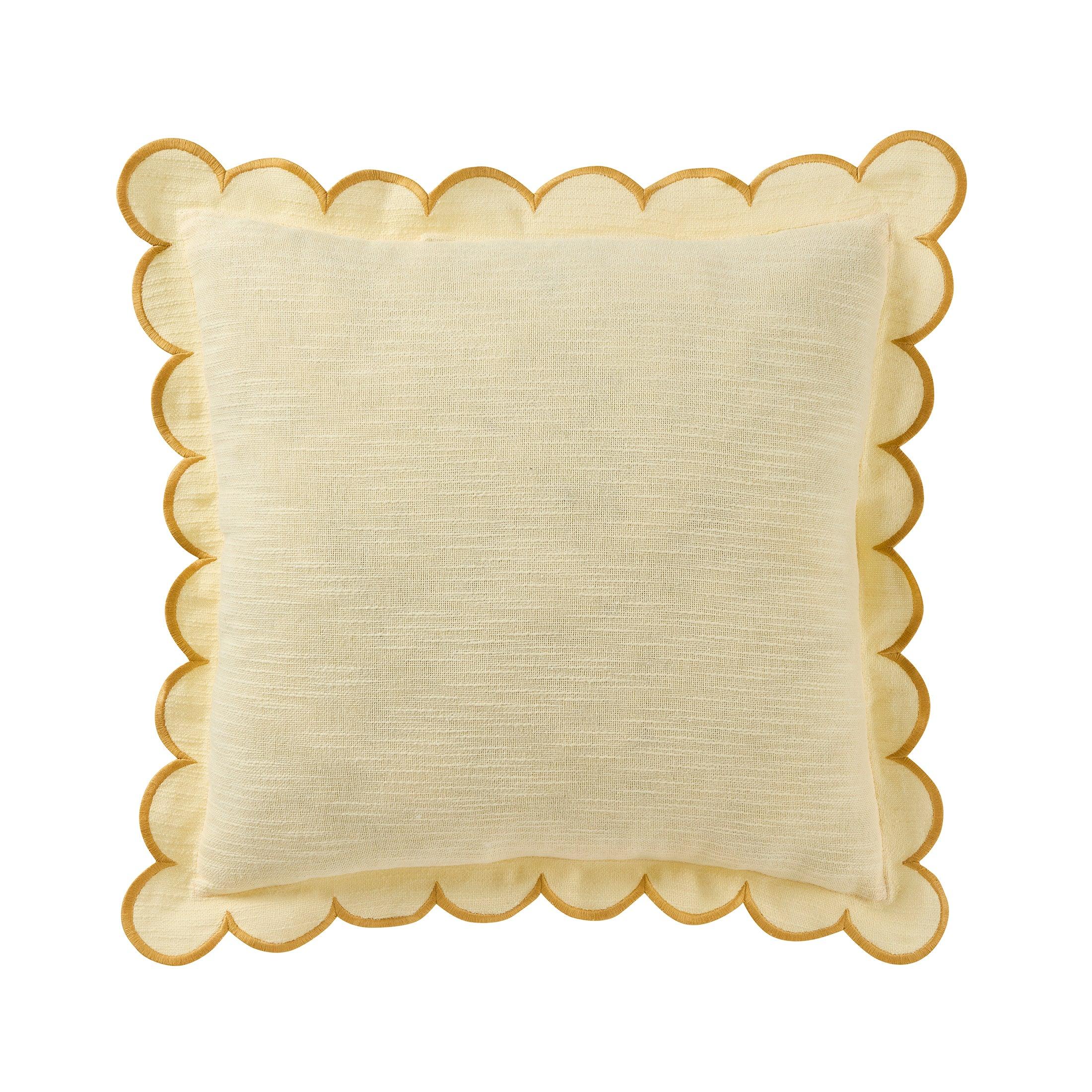 Home Decor Collection 19" x 19" Sage Green Scallop Flange Cotton-Rich Decorate Pillow