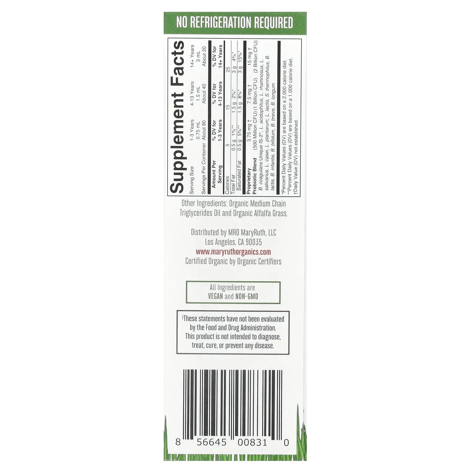 MaryRuth's, Organic Liquid Probiotic, Unflavored, 2 fl oz (60 ml) - USA MEGA SHOP