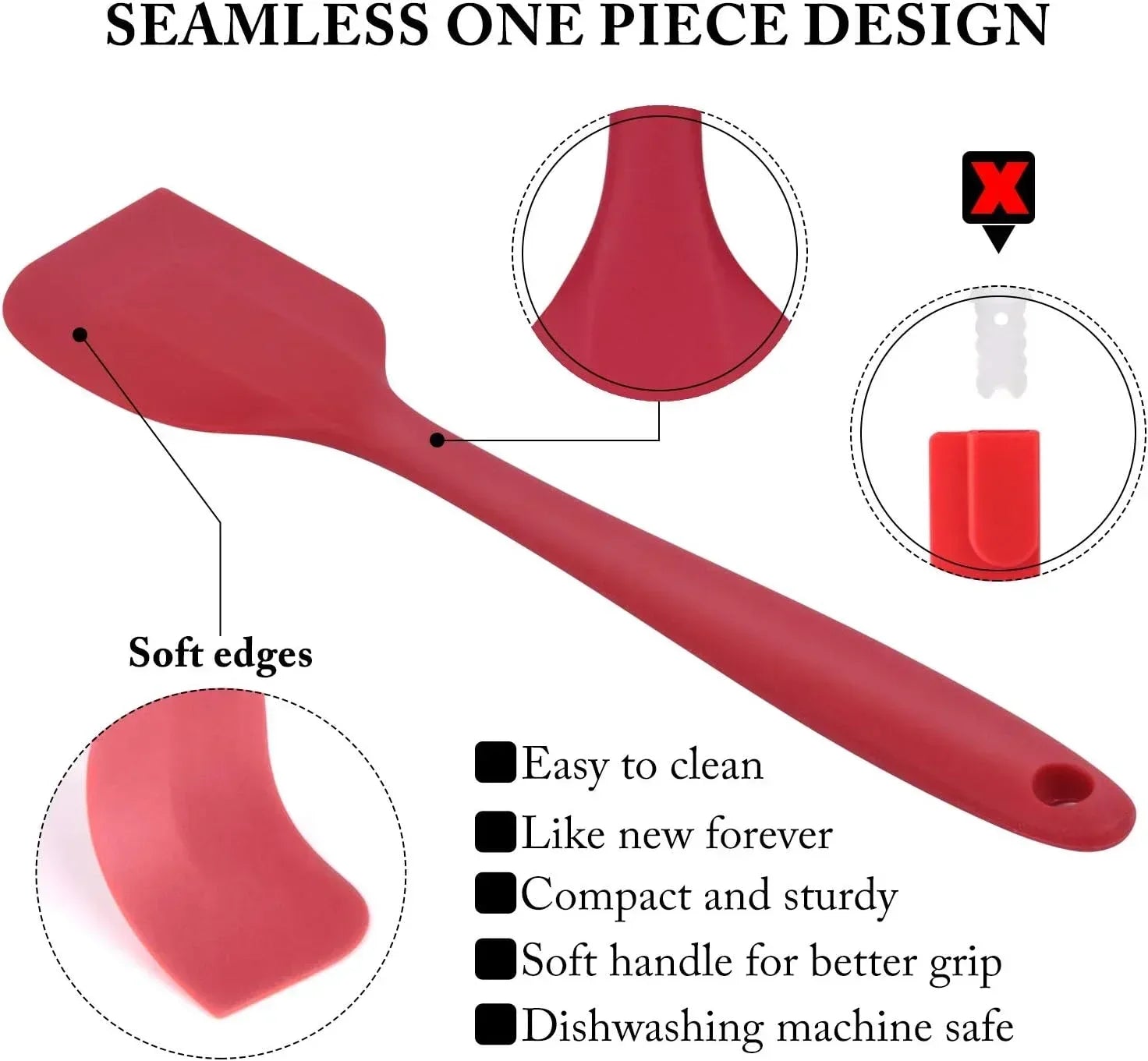 Food Grade Silicone Rubber Spatula Set for Baking, AOKIWO 5Pcs Cooking Utensil Set, High Heat Resistant Non Stick Dishwasher BPA-Free - USA MEGA SHOP
