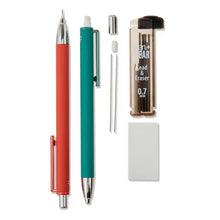 Two colored 0.7mm mechanical pencils with lead-and-eraser refill packs