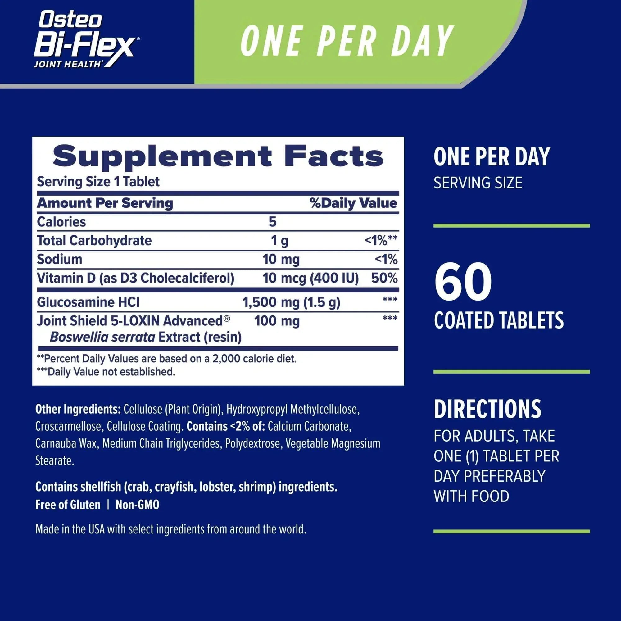 Osteo Bi-Flex One Per Day Joint Health Dietary Supplement with Glucosamine, Chondroitin & MSM, 60 Tablets