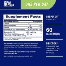 Osteo Bi-Flex One Per Day supplement facts panel with serving size and vitamin D