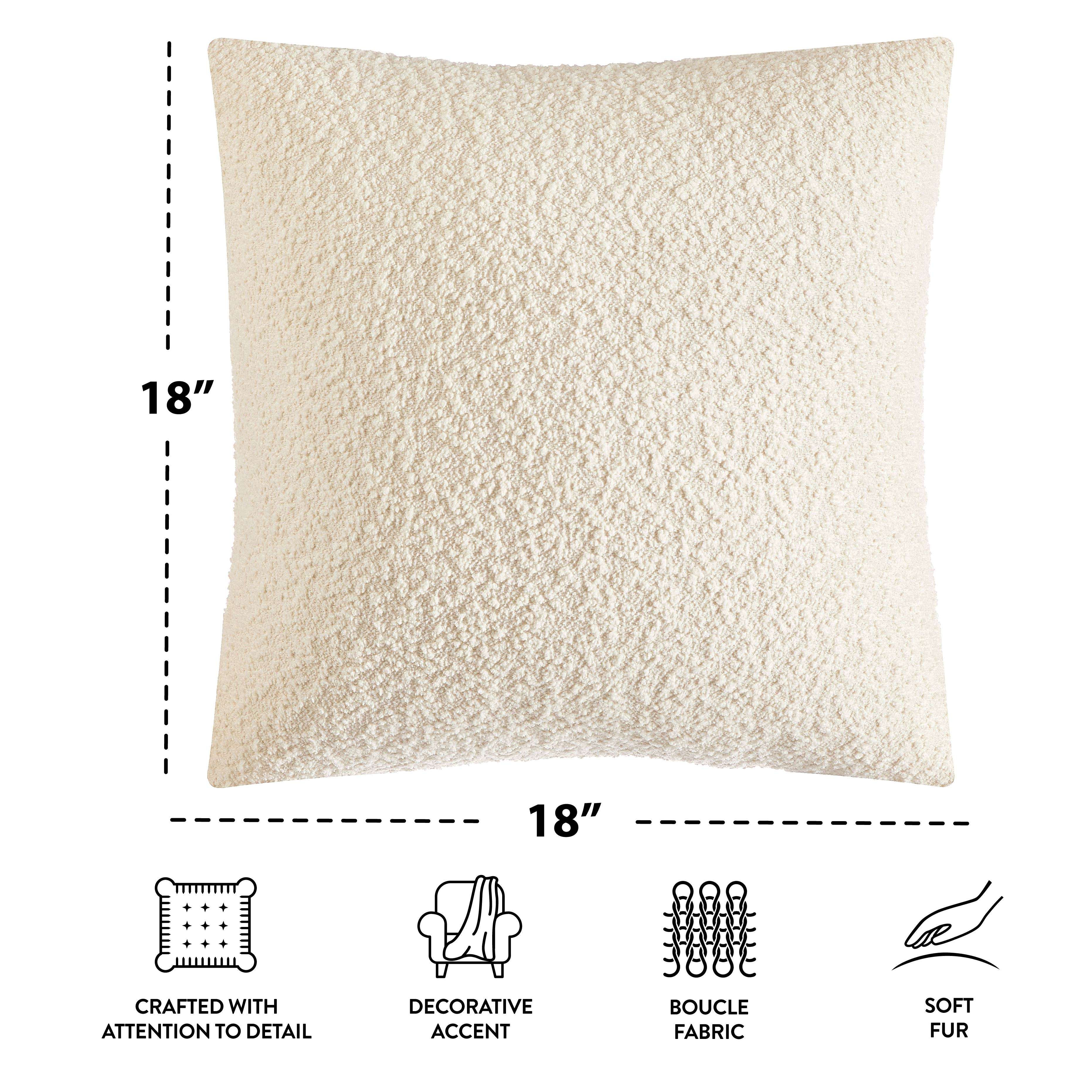 Mainstays Square Boucle Ivory Decorative Pillow For Adults, 18 in x 18 in