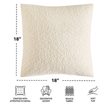 Ivory square boucle decorative pillow, 18 x 18 in, textured fabric
