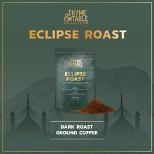 Dark roast ground coffee bag labeled Eclipse Roast