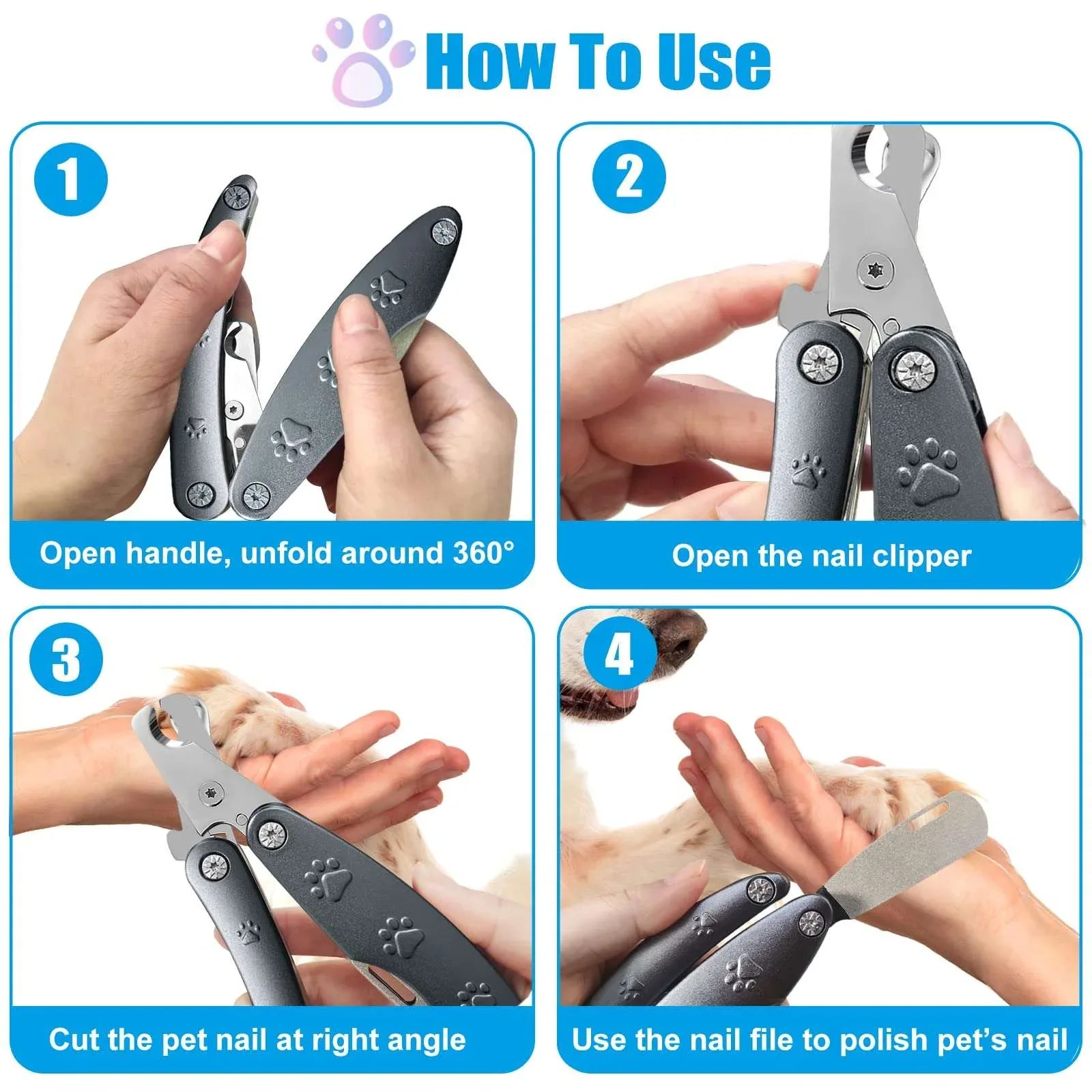 Pet Deluxe Dog Nail Trimmers for Sensitive Dog, Safe Dog Nail Clipper for Large Medium Small Dogs, Heavy Duty Dog Toenail Clippers, Professional Dog Nail Cutters for All Dogs with Thick Nail - USA MEGA SHOP