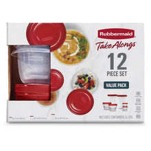 12-piece food storage set with red lids, clear containers, and nested lids