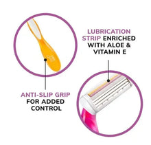 BIC Soleil 3-blade razor features: aloe vitamin E strip and anti-slip grip