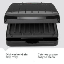 George Foreman dual-plate indoor grill with ridged non-stick cooking surface