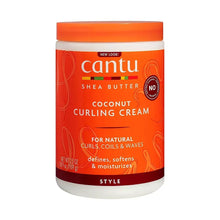 Cantu Shea Butter Coconut Curling Cream jar with orange lid and red label