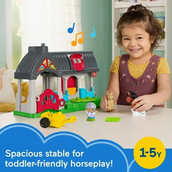 Fisher-Price Little People Friendly Horses Stable Toddler Playset with Sounds, 6 Play Pieces - USA MEGA SHOP