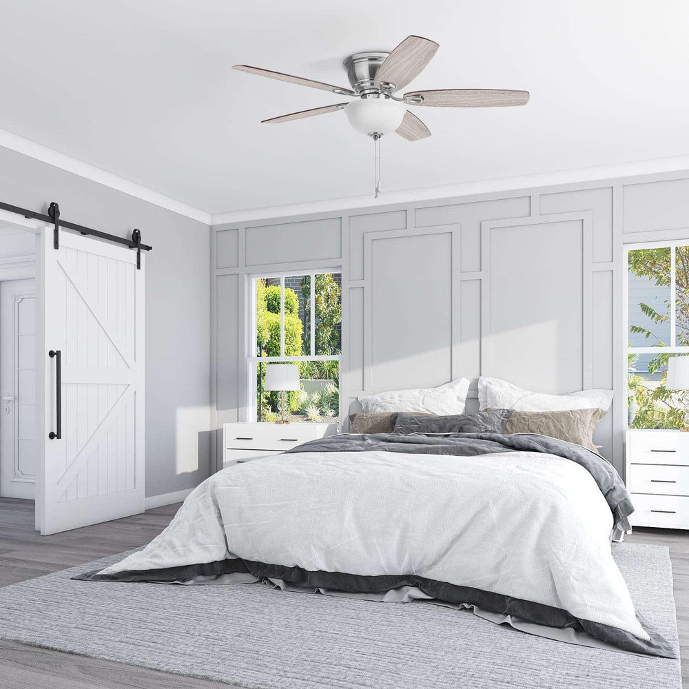 Honeywell Rockford 52" Traditional Satin Nickel Indoor Ceiling Fan with Light, Pull Chains & Reversible Motor - USA MEGA SHOP