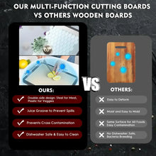 Double-sided cutting boards with two surface sides shown for comparison.