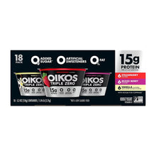 Dannon Oikos Triple Zero Variety Yogurt, Vanilla, Strawberry, Mixed Berry, 18 pk./5.3 oz.