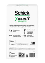 Schick Xtreme3 Sensitive razor 20 ct back of package with blade details