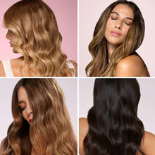 Hair styling results showing light to dark wavy hairstyles