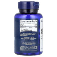 Life Extension Magnesium Caps bottle back, Supplement Facts label with 500 mg