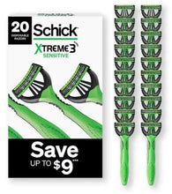 Schick Xtreme3 disposable razors 20 ct pack with 3-blade green handles