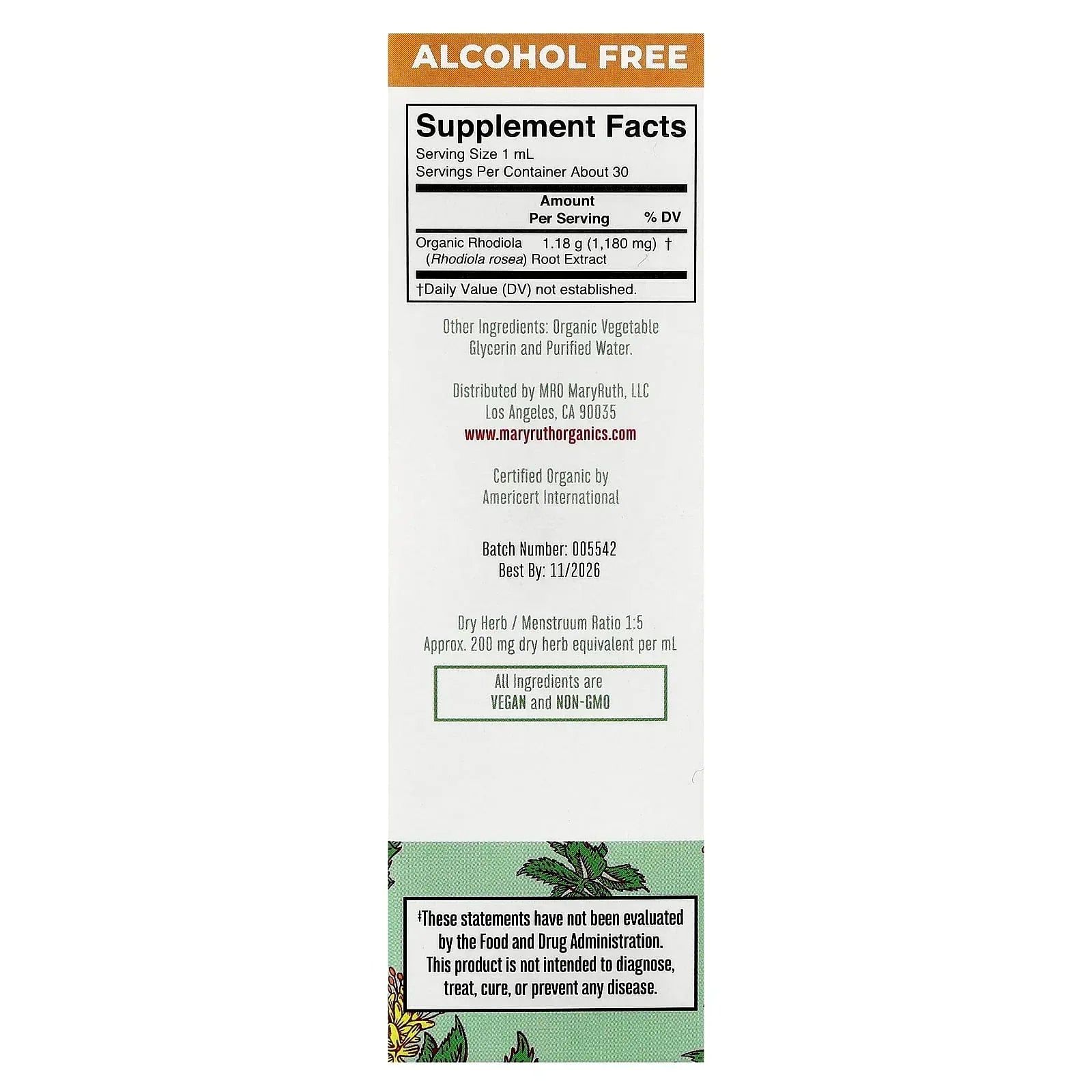 MaryRuth's, Organic Rhodiola Liquid Extract, 1 fl oz (30 ml)