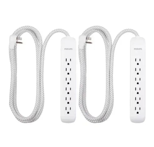 Philips 6-Outlet Surge Protector, 2 pk. - White
