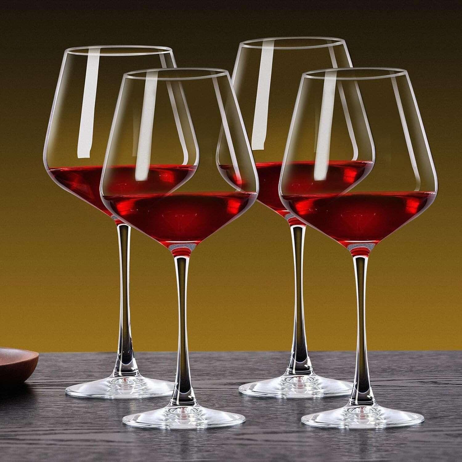 Baalaka Wine Glasses Set of 4, Hand Blown White and Red Wine Glasses, Burgundy Wine Glass, 16oz Red Wine Glasses for Women, Men, Wedding and Birthday - USA MEGA SHOP