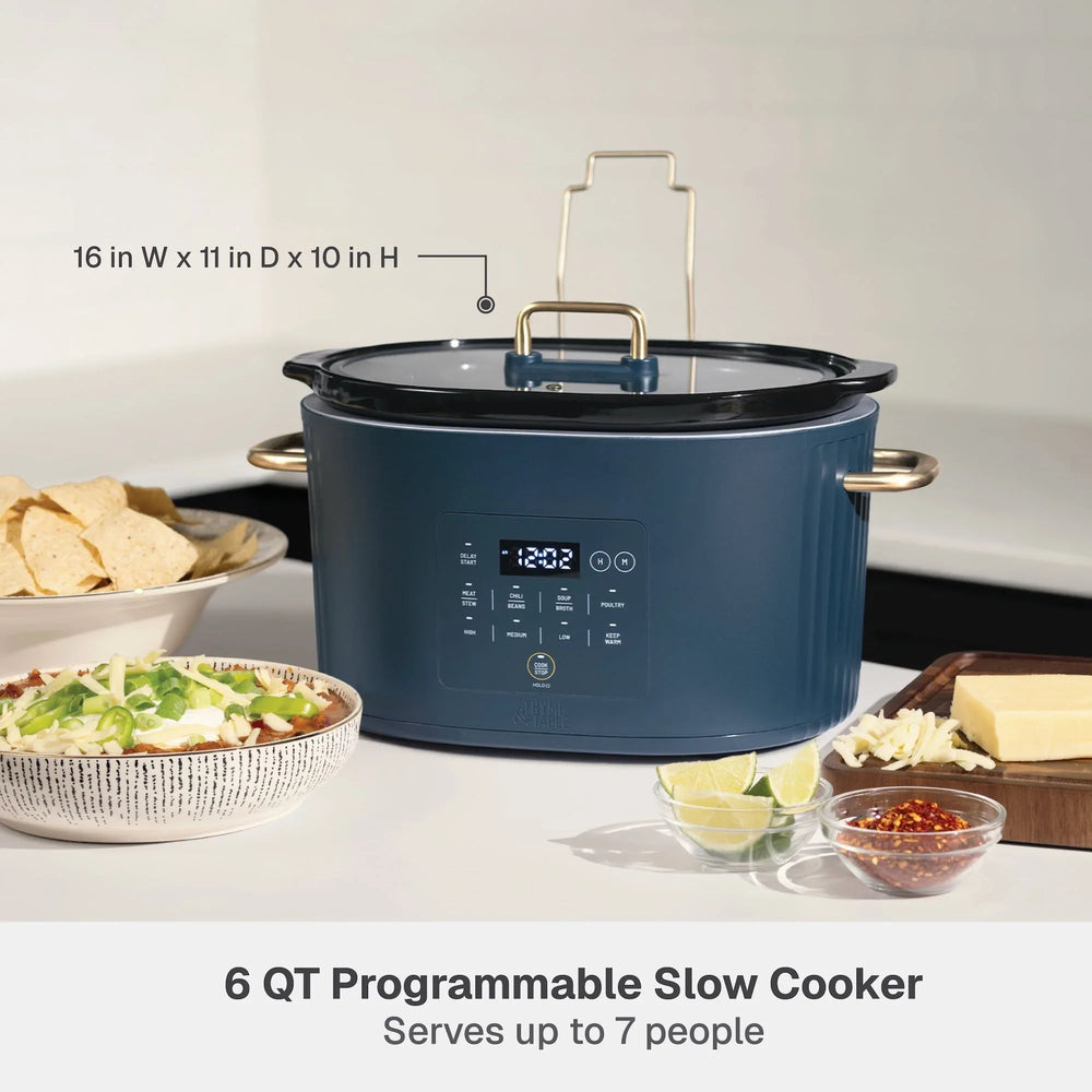 Thyme & Table 6QT Programmable Slow Cooker, Atlantic Blue - USA MEGA SHOP