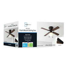Mainstays 42-inch flush-mount ceiling fan box with light kit, black 4 blades