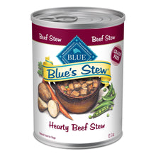 Grain-free wet dog food can with hearty beef stew recipe