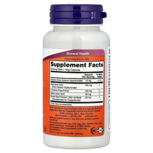 NOW Foods hyaluronic acid supplement bottle with blue cap, back Supplement Facts panel