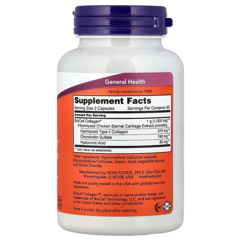 NOW Foods, BioCell Collagen®, Hydrolyzed Type II, 120 Capsules