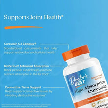 High-absorption curcumin supplement bottle with front label and orange cap