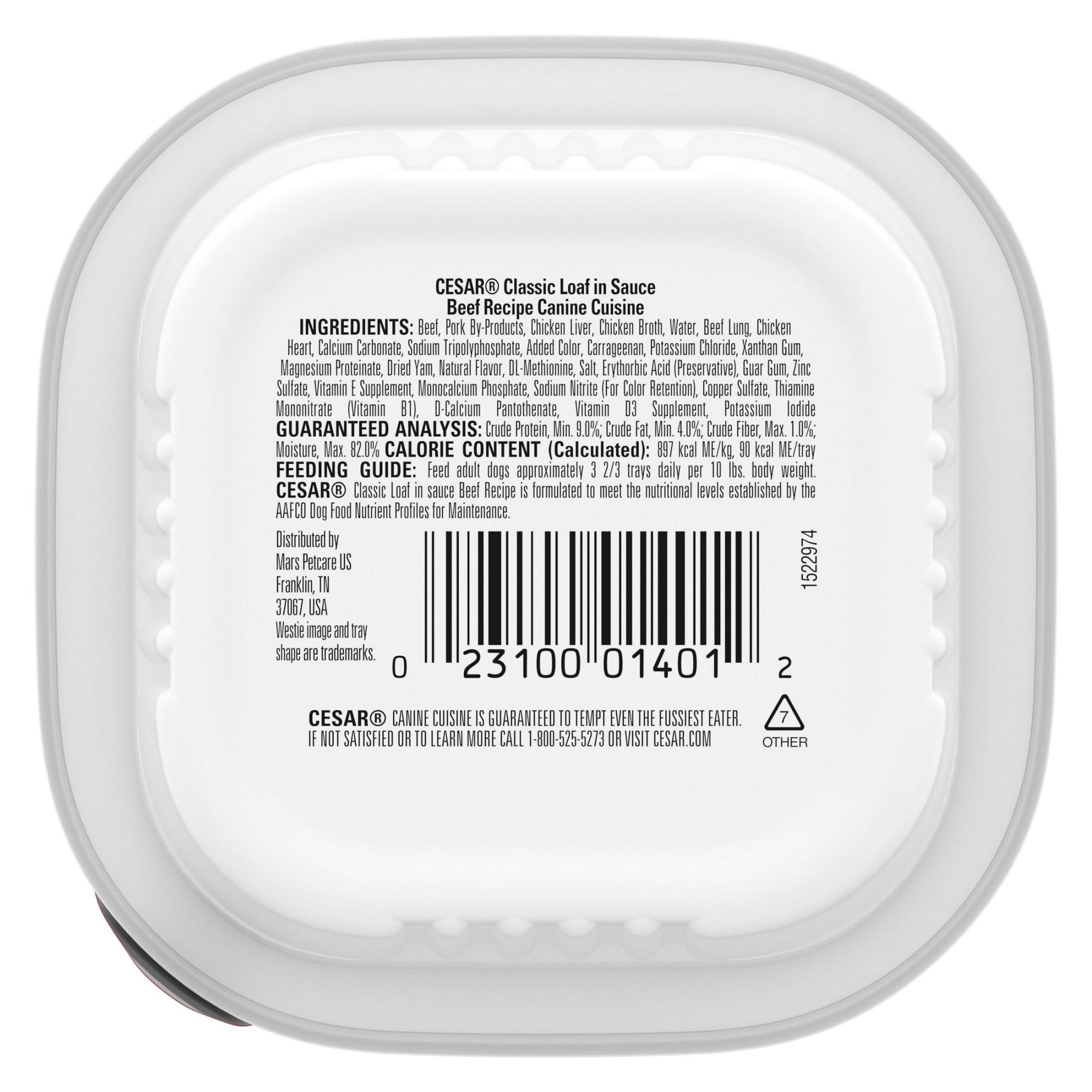 Cesar Loaf in Sauce Beef Recipe Adult Wet Dog Food, 3.5 oz Easy Peel Trays