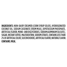 Instant beverage mix ingredients label with line stating contains: milk
