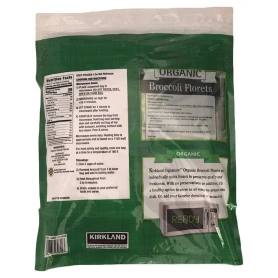 Kirkland Signature Organic Broccoli Florets, 1 lb, 4-count