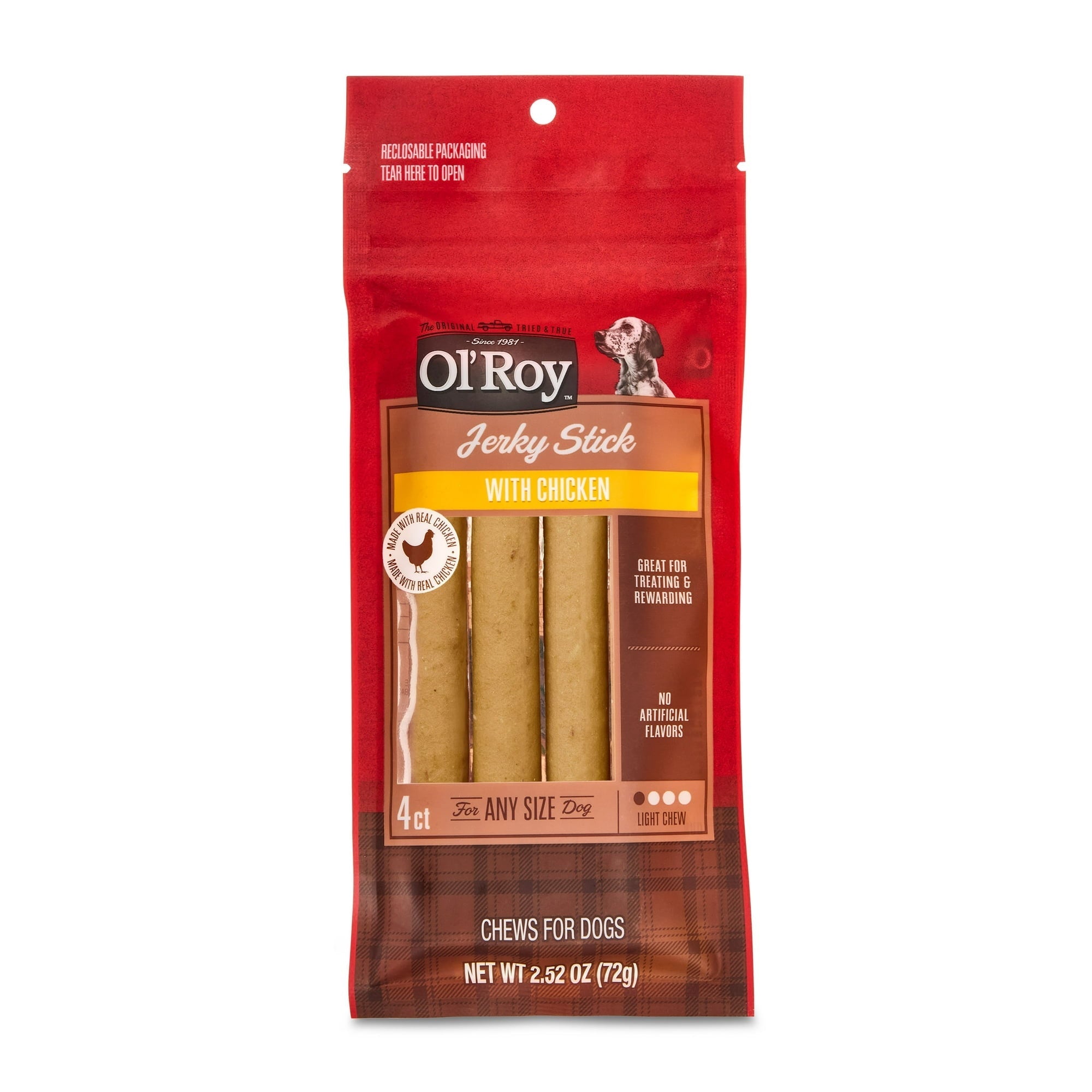 (12 pack) Ol' Roy Jerky Stick with Chicken, 2.52 oz, 4 Count