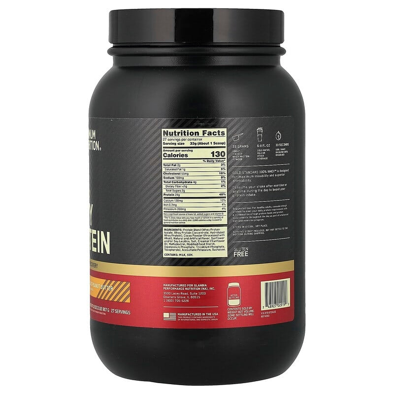 Optimum Nutrition, Gold Standard® 100% Whey Protein, Double Rich Chocolate, 1.98 lb (899 g)