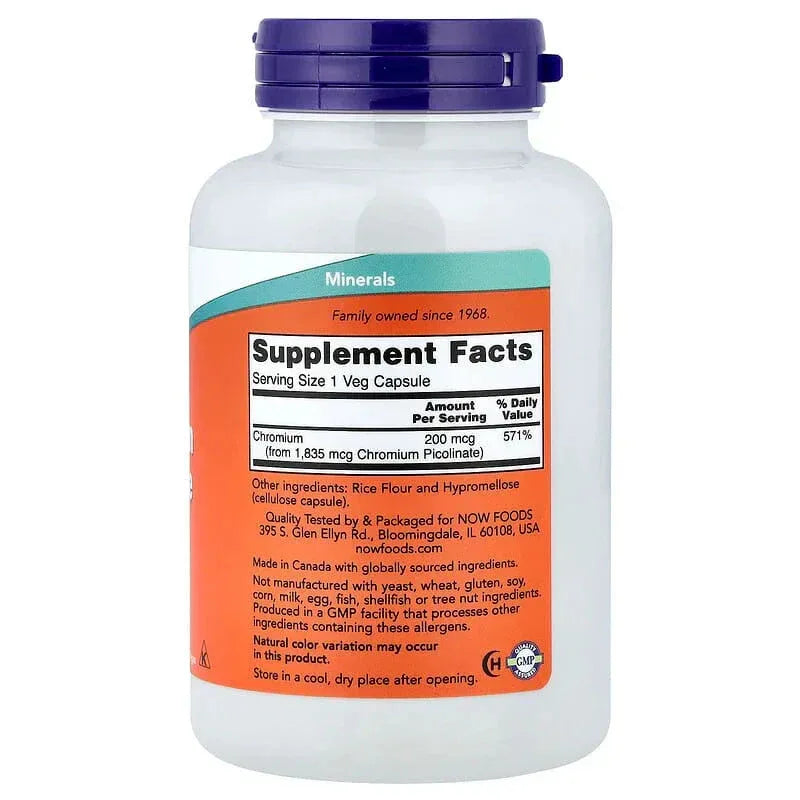 NOW Foods, Chromium Picolinate, 200 mcg, 250 Veg Capsules - USA MEGA SHOP