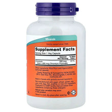 NOW Foods Chromium Picolinate bottle back label with Supplement Facts and ingredients